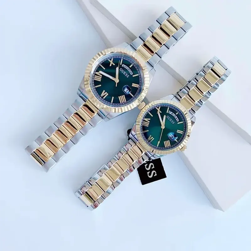 Guess Connoisseur Green Dial Two-tone Couple Watch- GW0265G8/GW0308L5